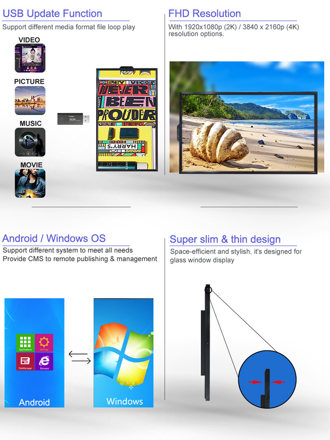 32inch Upgrade Your Store Window Display Signage / Advanced Digital Window Display
