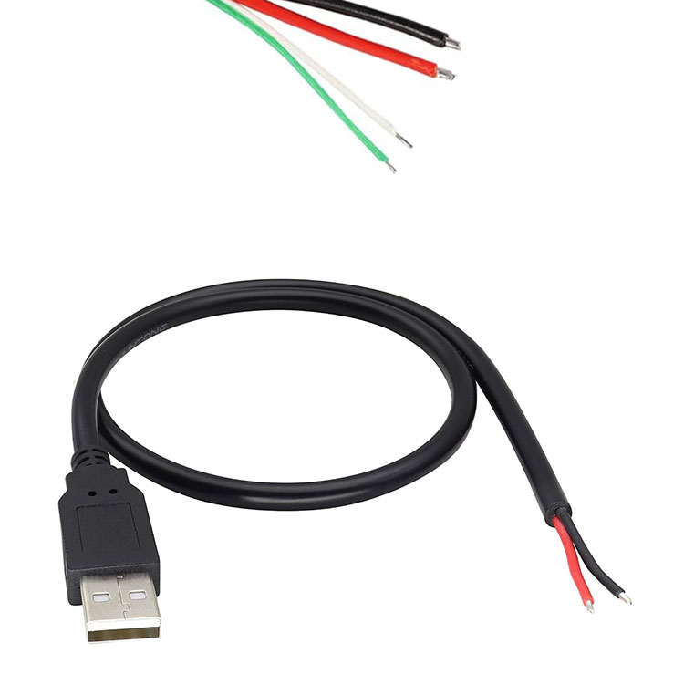 5V USB to Open Stripped Tinned Bare Wires End Pigtail Power Charger Cable for LED Strip Light Lamp