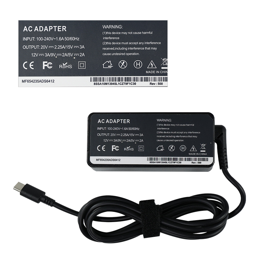Desktop Power Adapter Type-C PD 45W Laptop Charger 20V 2.25A MAX