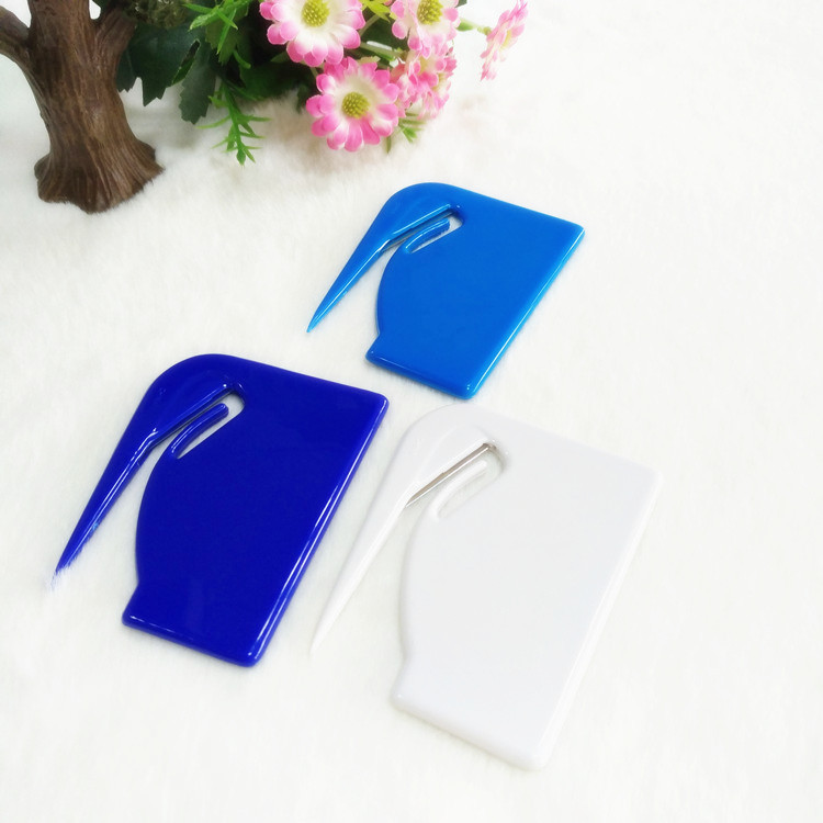 Plastic letter opener paper knife stainless steel blade for office use 4*70*55mm logo customized