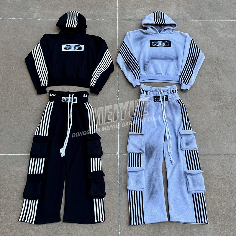 Custom Grams Digital Print Hoodie Men French Terry Mens Striped Hoodie