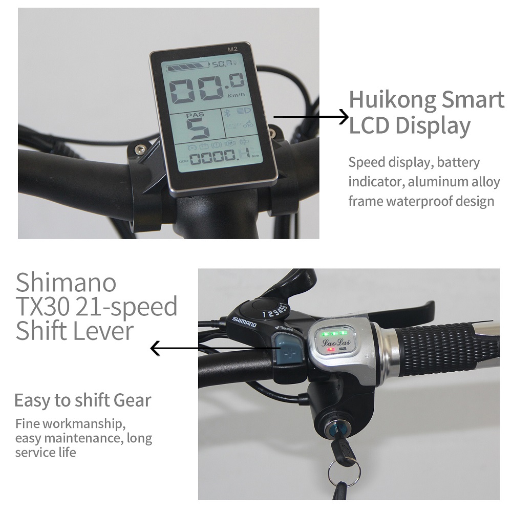 26x4.0 inch Fat Tire Folding E-Bike 1000W Motor 14.5AH S/\MSUNG Lithium Battery 21-Speed Electric Bike Drop Shipping Available