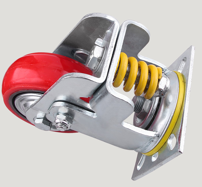 Heavy Duty AGV Spare Parts PU Damping Spring Loaded Caster Wheel