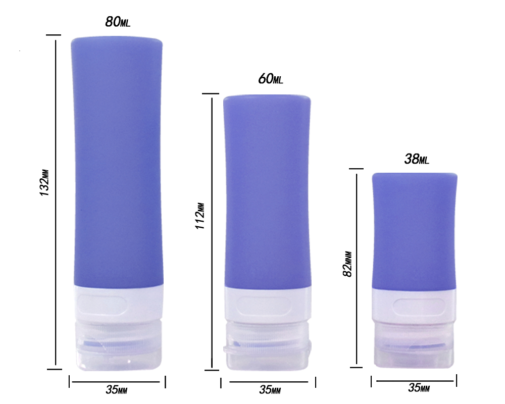 OEM 60ml Travel Size Silicone Bottles For Shampoo Conditioner