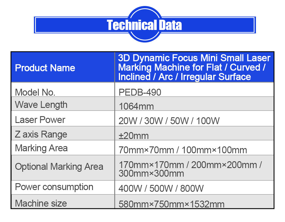 Mini Small Laser Marking Machine 3D Dynamic Focus For Flat Curved Inclined Arc Surface