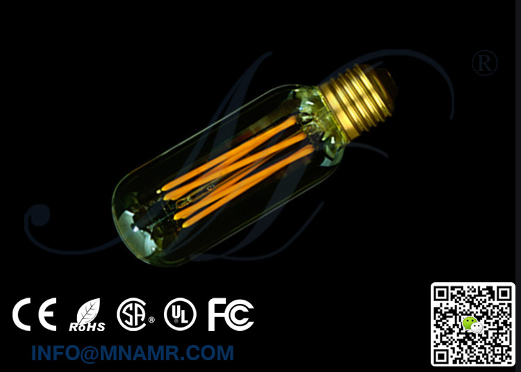 2W 4W 6W LED Filament Type Edison Bulb 2200K Warm Glow Dimmable Amber Tinted T45 Tubular 40 Watt Equal
