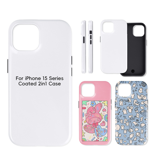 2 In 1 PC Coated TPU Tough Sublimation Phone Cases Waterproof Mobile Case For IPhone 15 16 Pro Max