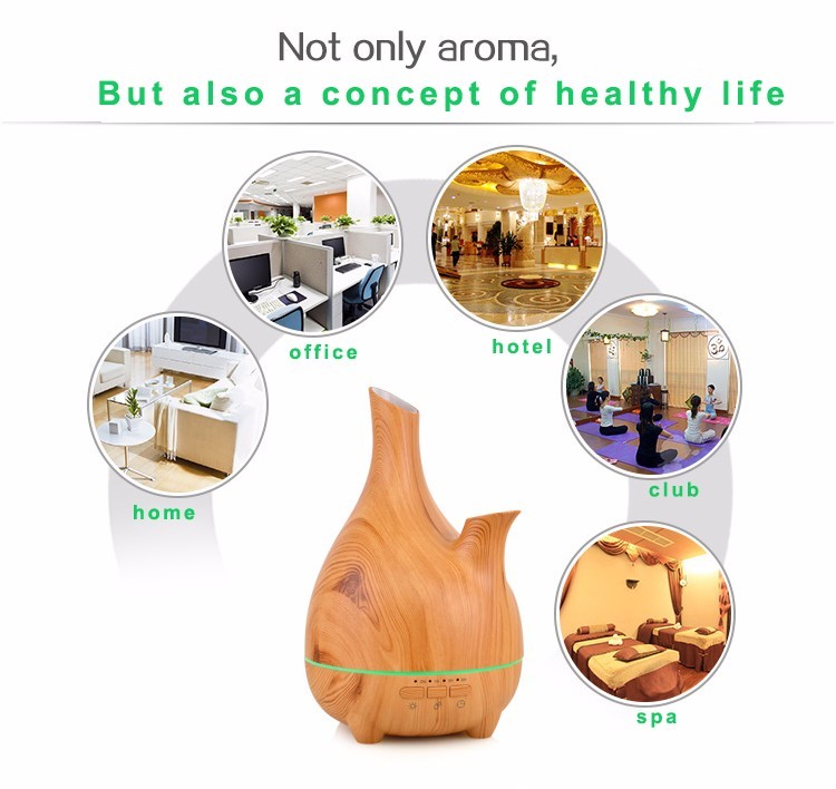 Ultrasonic 500ml Wood Grain Diffuser With Flower Arrangement Tank