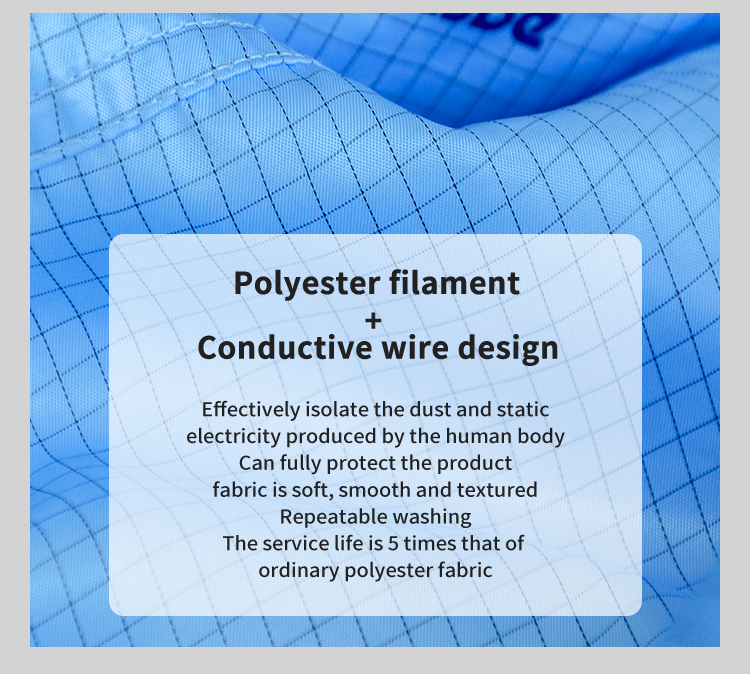 garments Washable ESD Cleanroom filament polyester thread Coverall Lint Free Clothes Clean Room Lab Coats