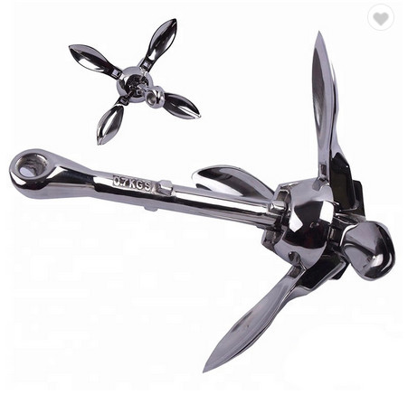 1.5lb 8inch Marine Hardware Folding Grapnel Anchor Silver Claw
