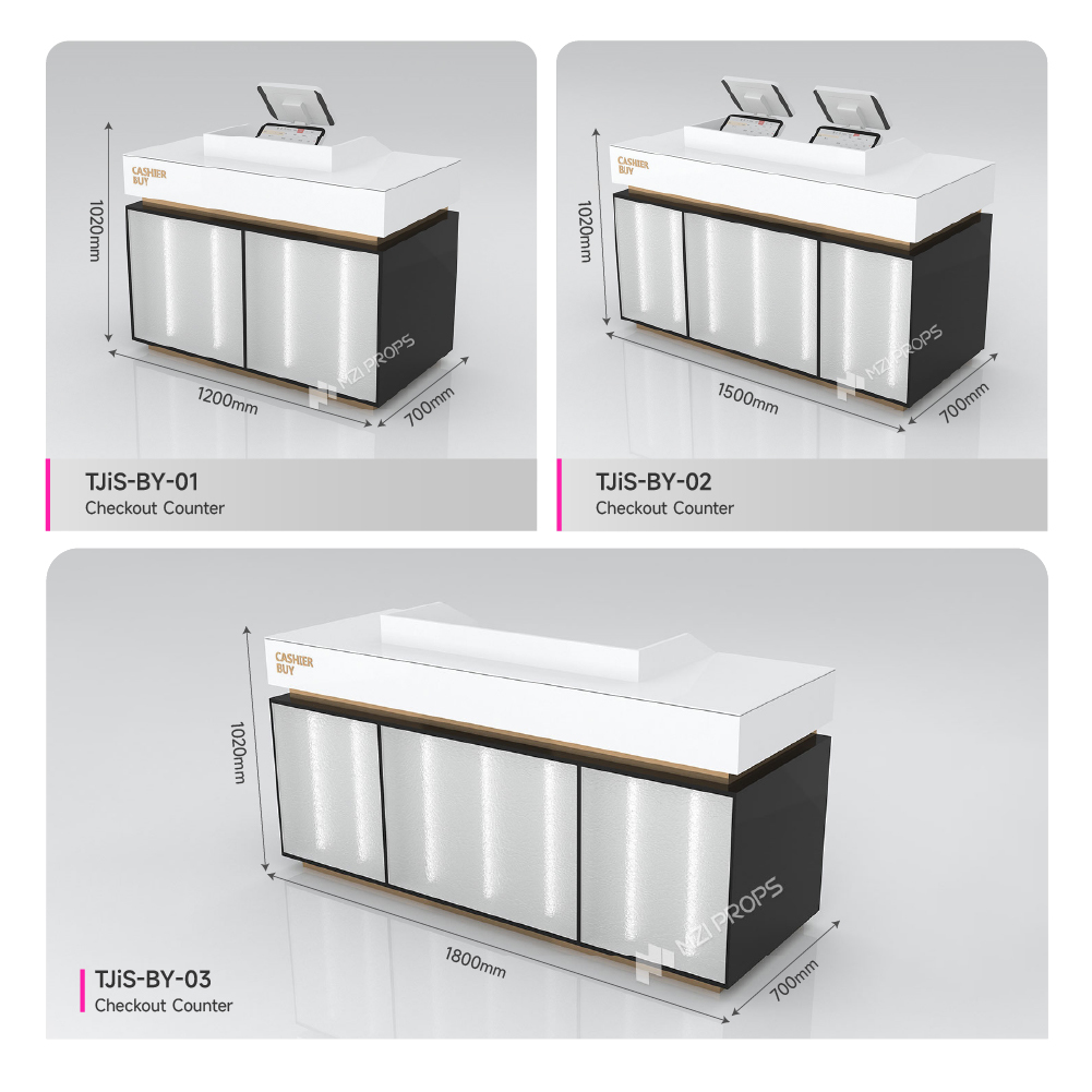 Customized White Wooden Spray-Painted Cosmetic Cash Counter for Cosmetic Shop Interior Design
