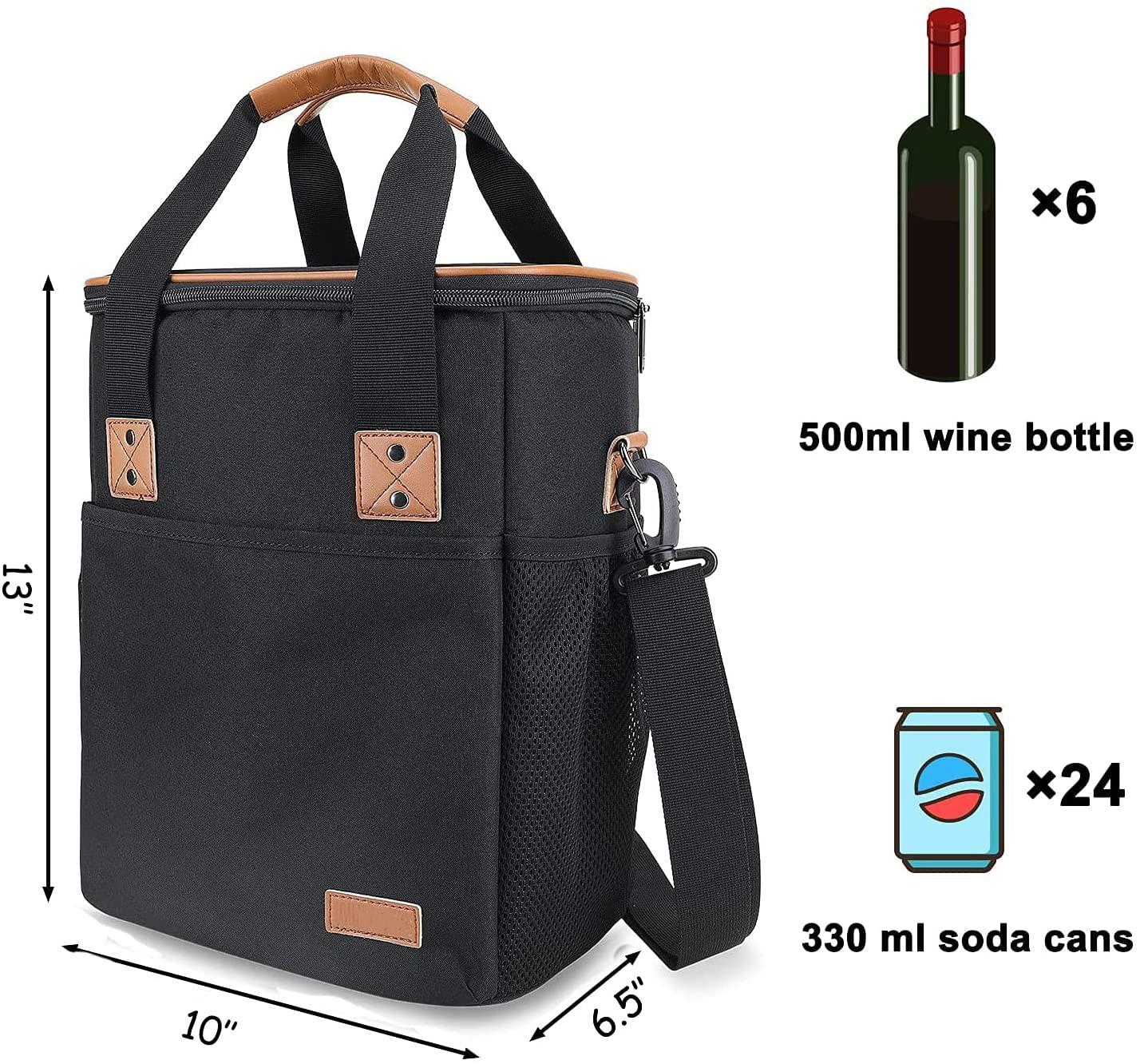 Oxford Insulated Backpack Cooler Bag Bottle Beer Wine Cooler Backpack 10X6X13"