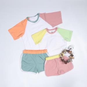 China Organic Cotton Unisex Child Street Wear Color Block Biker Short Set on sale