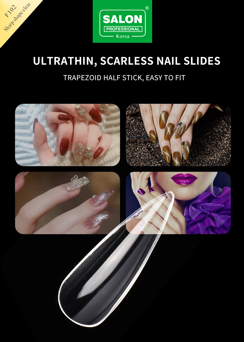 Artificial Fingernails ABS Clear Color 500 Pieces Easy Application False Nails For Salon Nail Art
