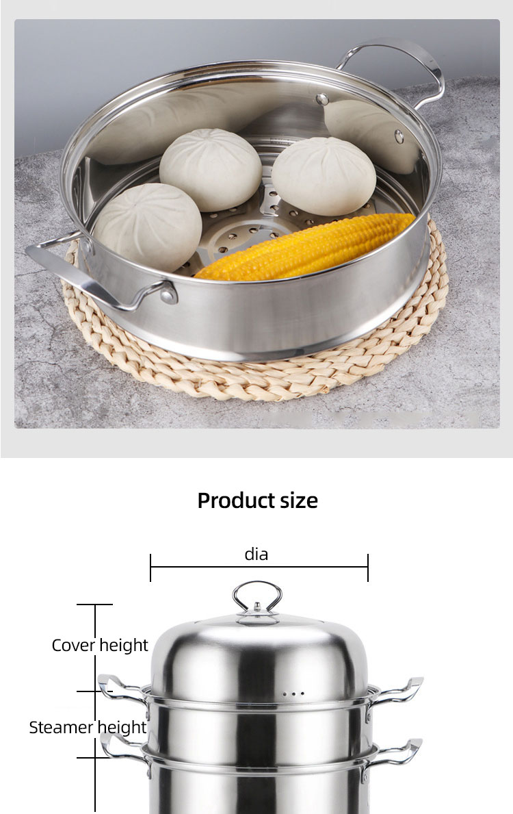 Good Quality Stainless Steel Mirror Polishing Cooking Steamer Induction Cookware Pot Steamer Pot With SS Handle