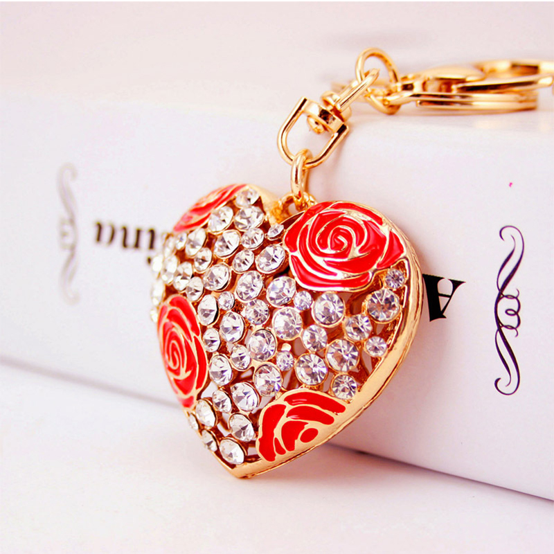 Heart Shaped Key Chain Ornaments 1.3 Inch Wide Crystal Irregular