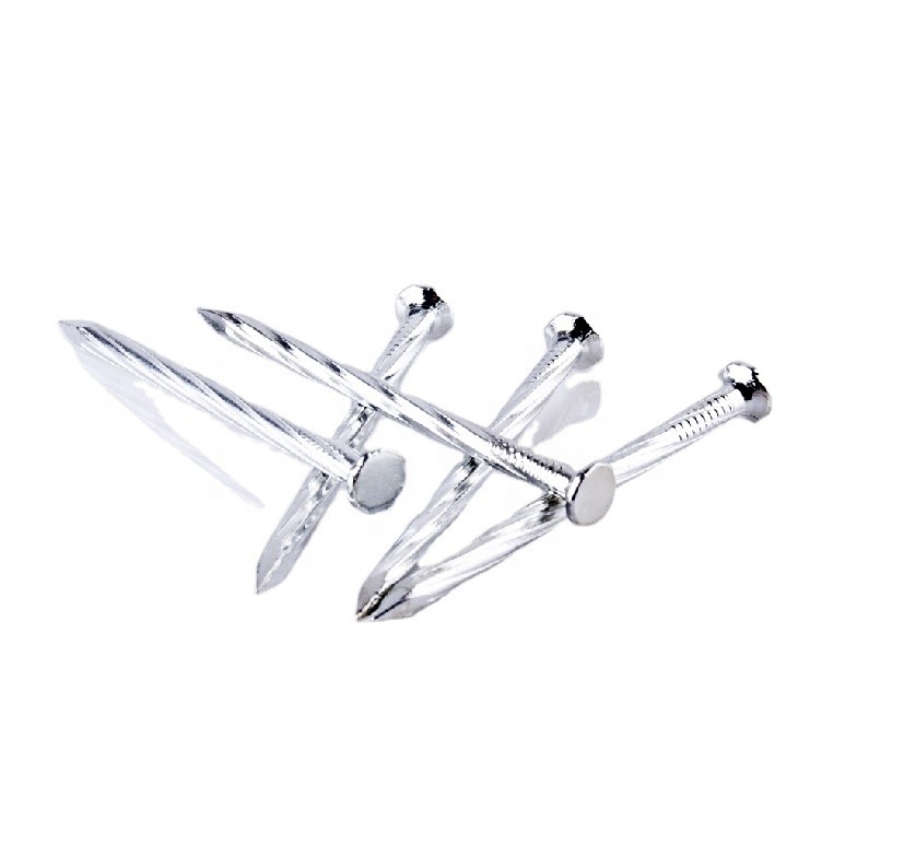 Spiral Shank Galvanized Finish Hardened Steel Concrete Nails Flat Head