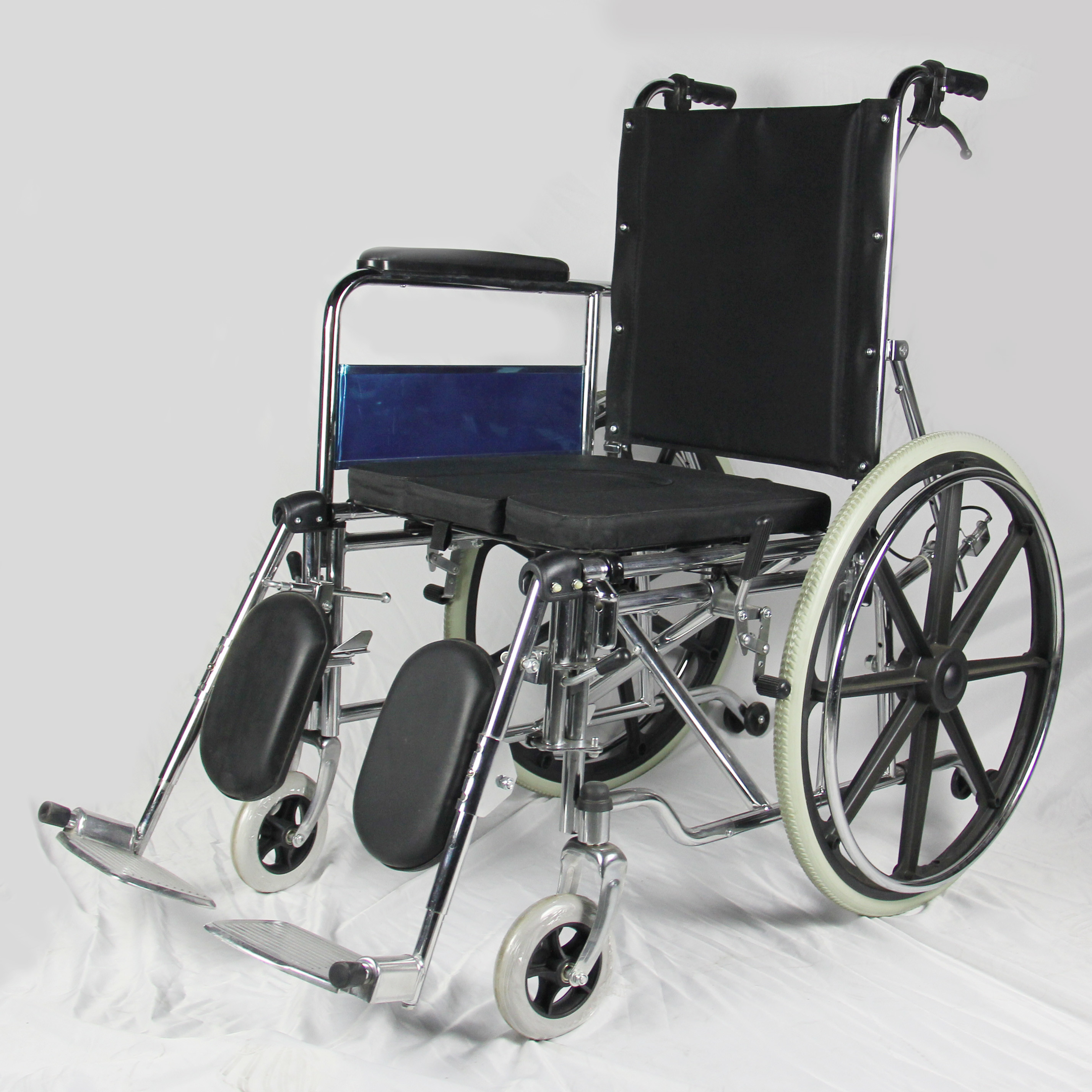 Multi-configuration High Back Folding Reclining Wheelchair With Commode and U-shape Seat