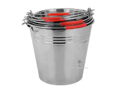 Round Stainless Steel Bucket 20 Litre 0.35mm Metal Wine Bucket