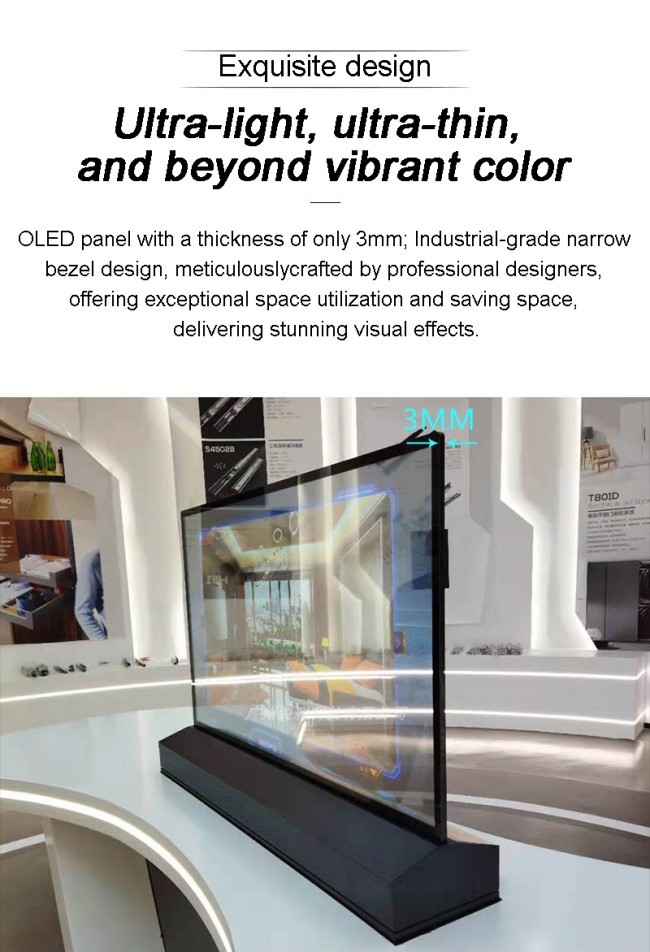 4K Ultra HD Resolution Transparent OLED Screen Digital Signage and Display with Pen/Finger Touch Writing Method 30 Inch