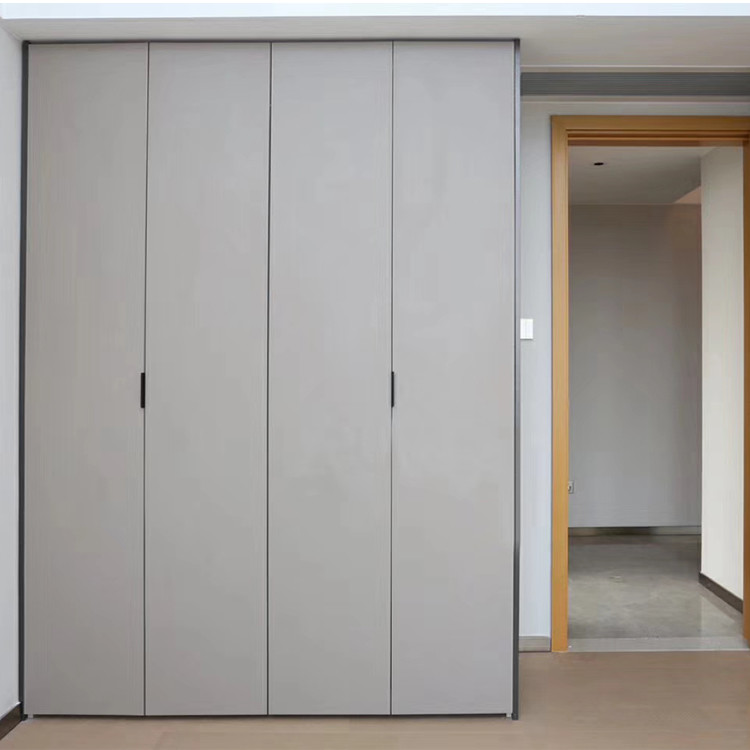Grey E1 Modern Wardrobe Closets Folding Door Wardrobe With Drawers