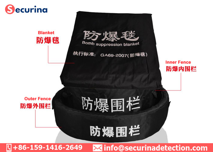 Black Ballistic Collar Bomb Blast Suppression Blankets For Threats Protection