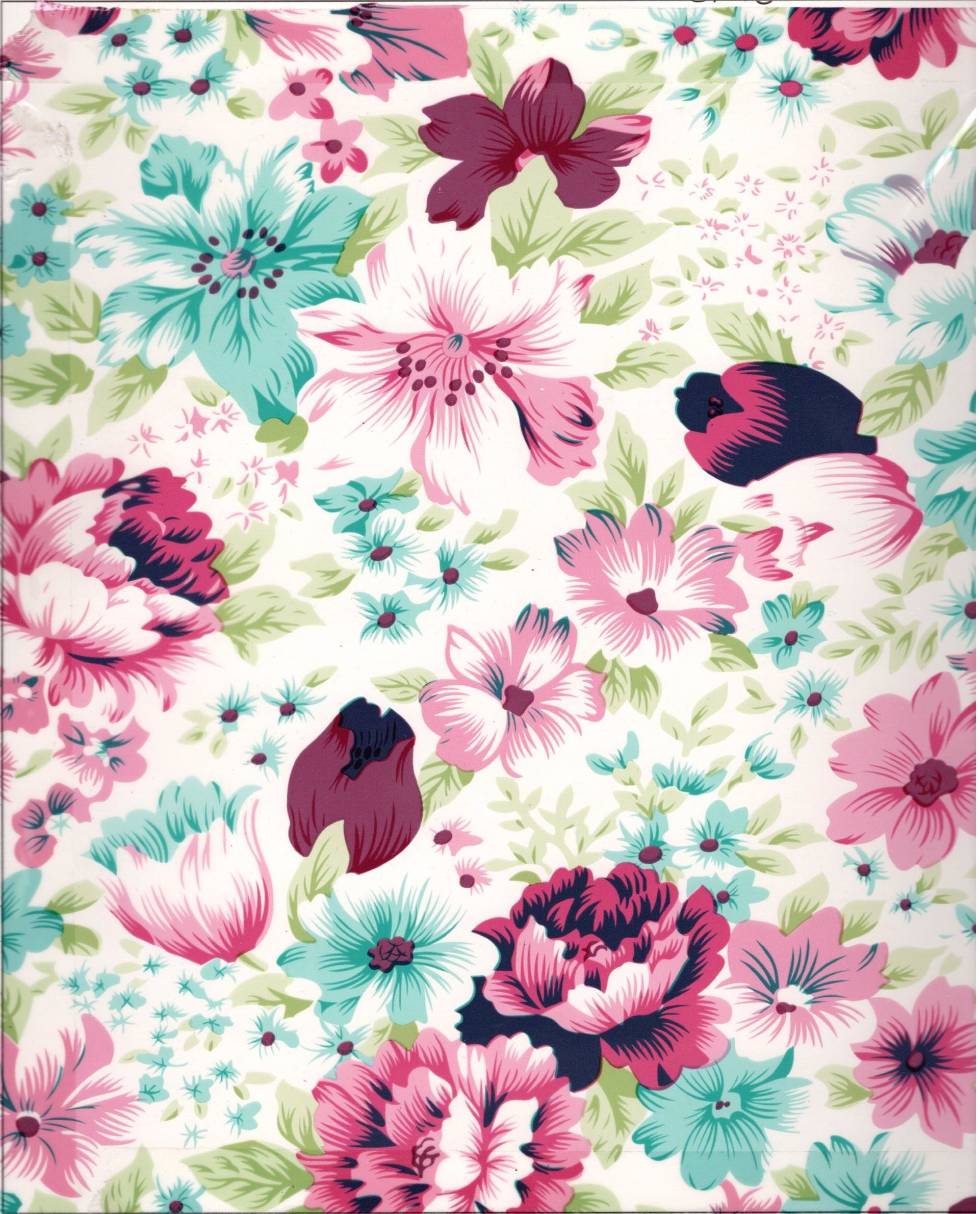 Printed Colorful Flowers PVC PU Synthetic Faux Leather Material