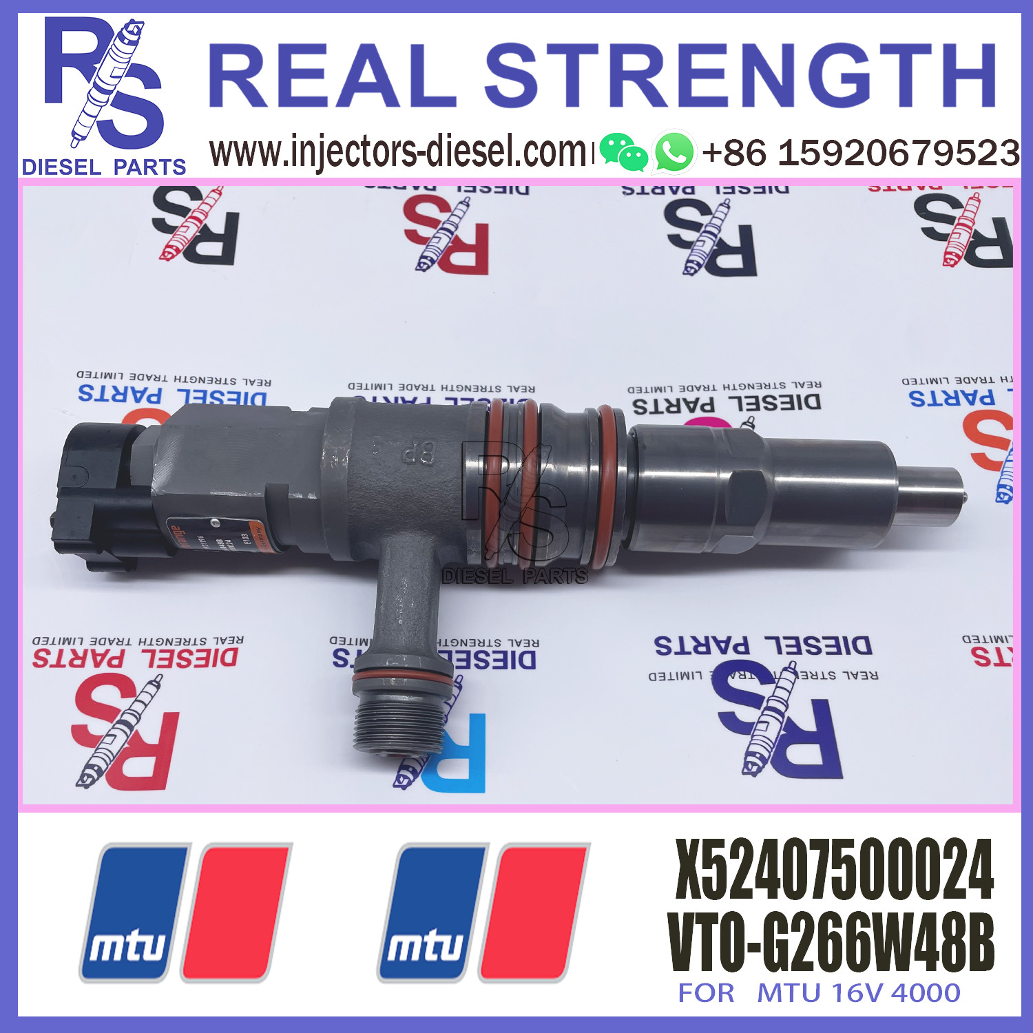 MTU 16V 4000 Diesel Engine Injectors VTO-G266W48B X52407500024