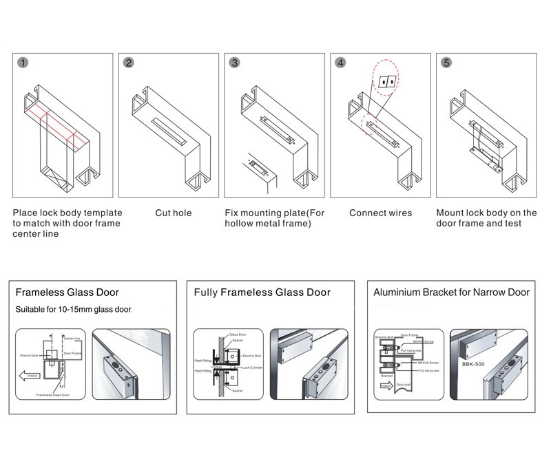 800KG Holder Force Access Control Glass Door Lock Low Temperature And Door Status Feedback Electric Bolt Lock