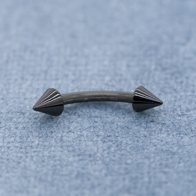 Black Cone Fake Eyebrow Piercing Jewelry Externally Threaded 8mm