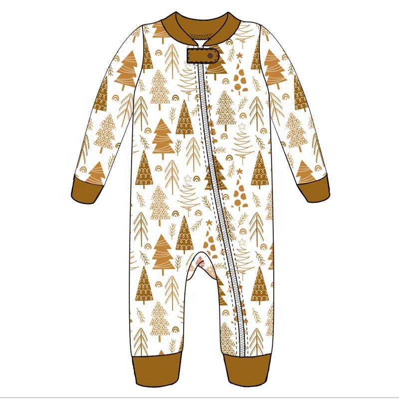 2023 Christmas tree printing baby infant romper bodysuit baby christmas clothes set