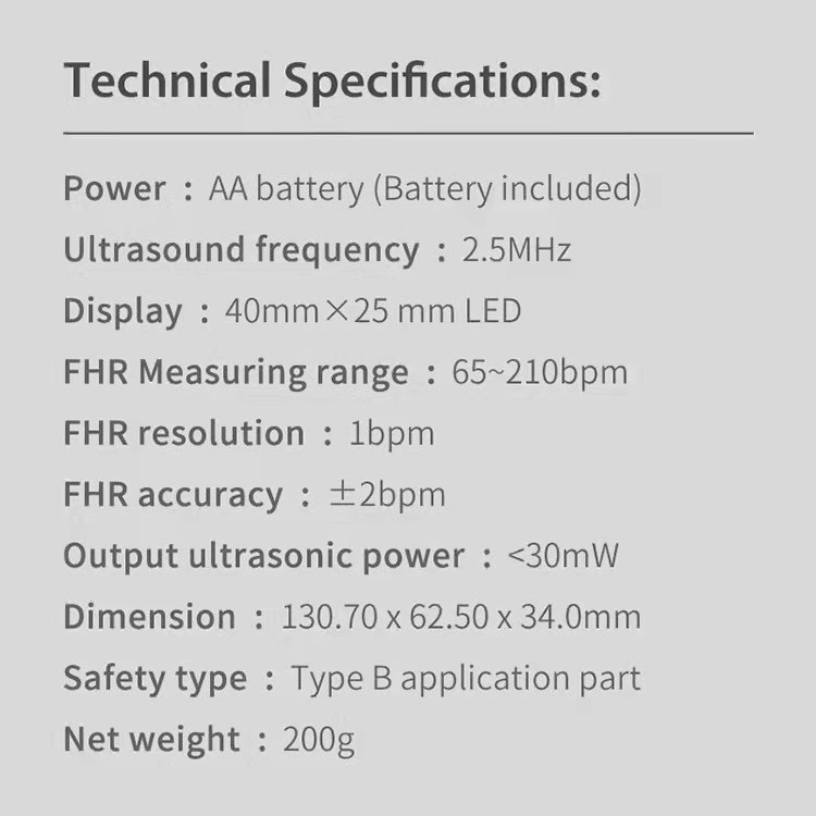 3.0MHz Home Pregnancy Doppler Heartbeat Monitor LCD Display No Radiation