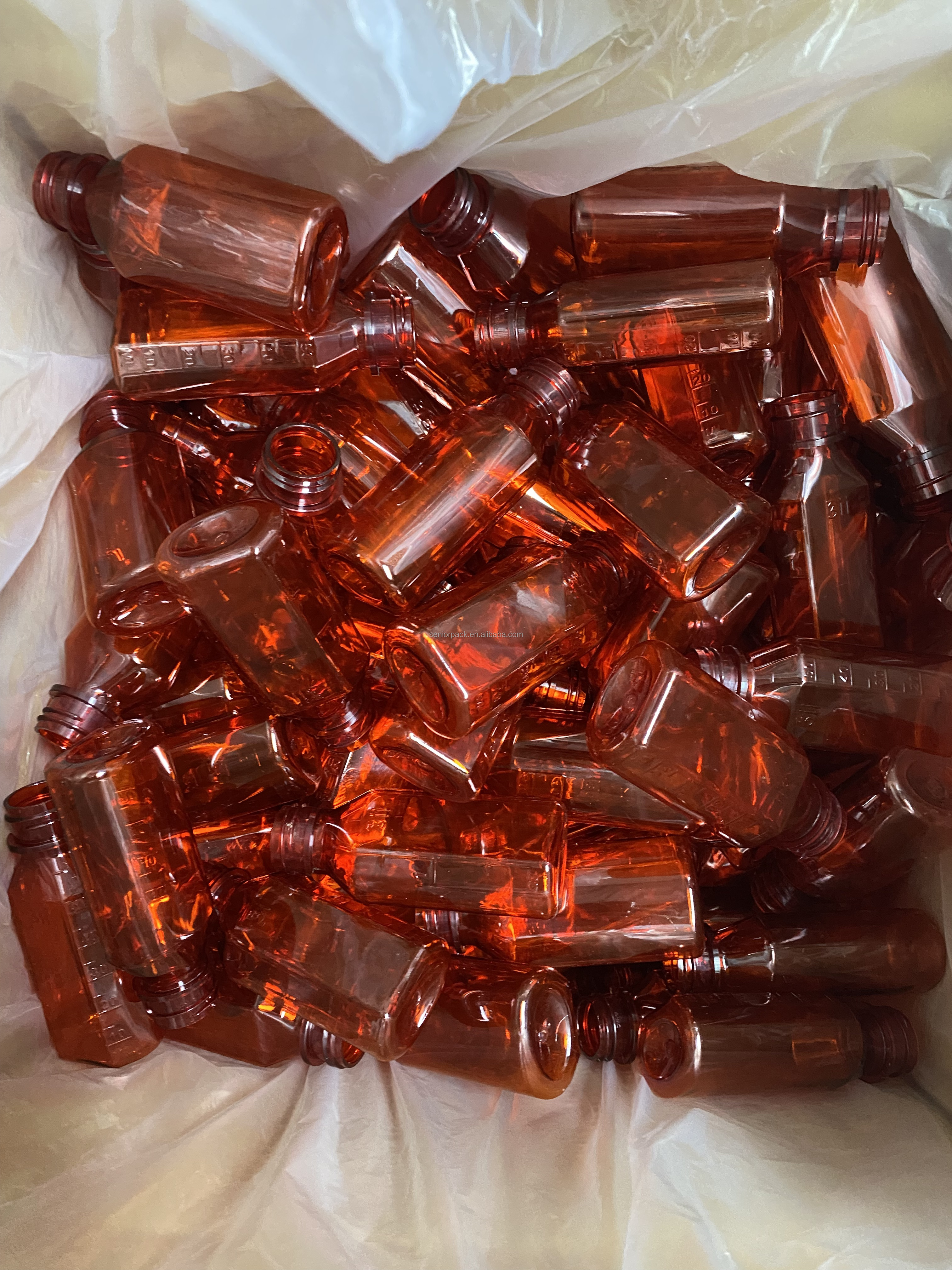 2oz 4oz 8oz 12oz16oz Oval Bottle PET Amber Container Cough Syrup Bottle Medicine Liquid Oral Plastic Bottles with Childproof Cap