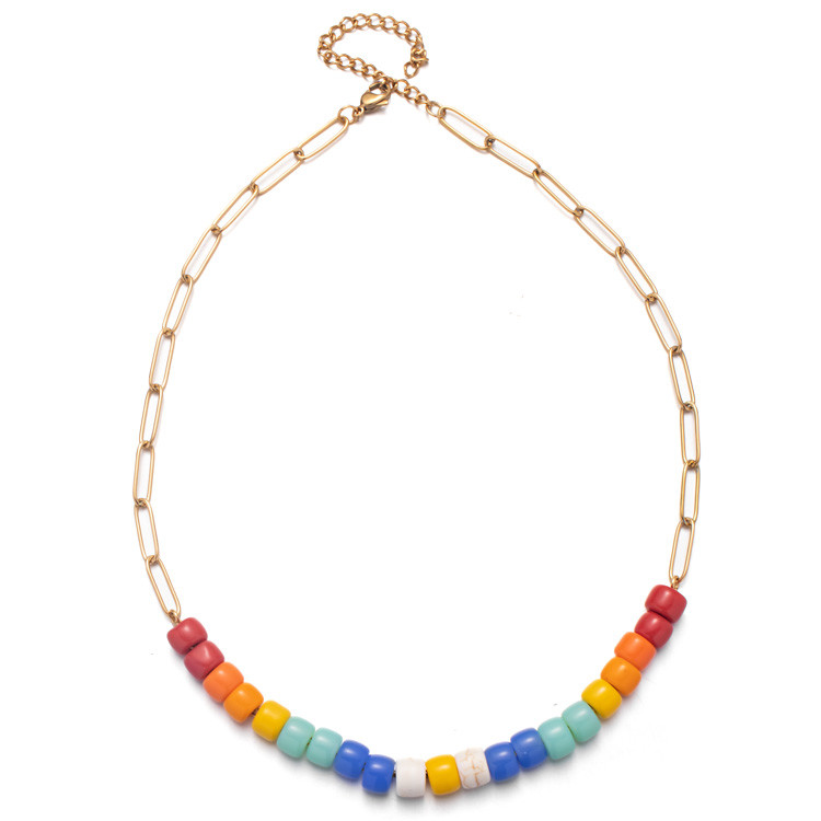 Stainless Steel Forte Beads Bracelet 18k Vacuum Gold Plating with Chain