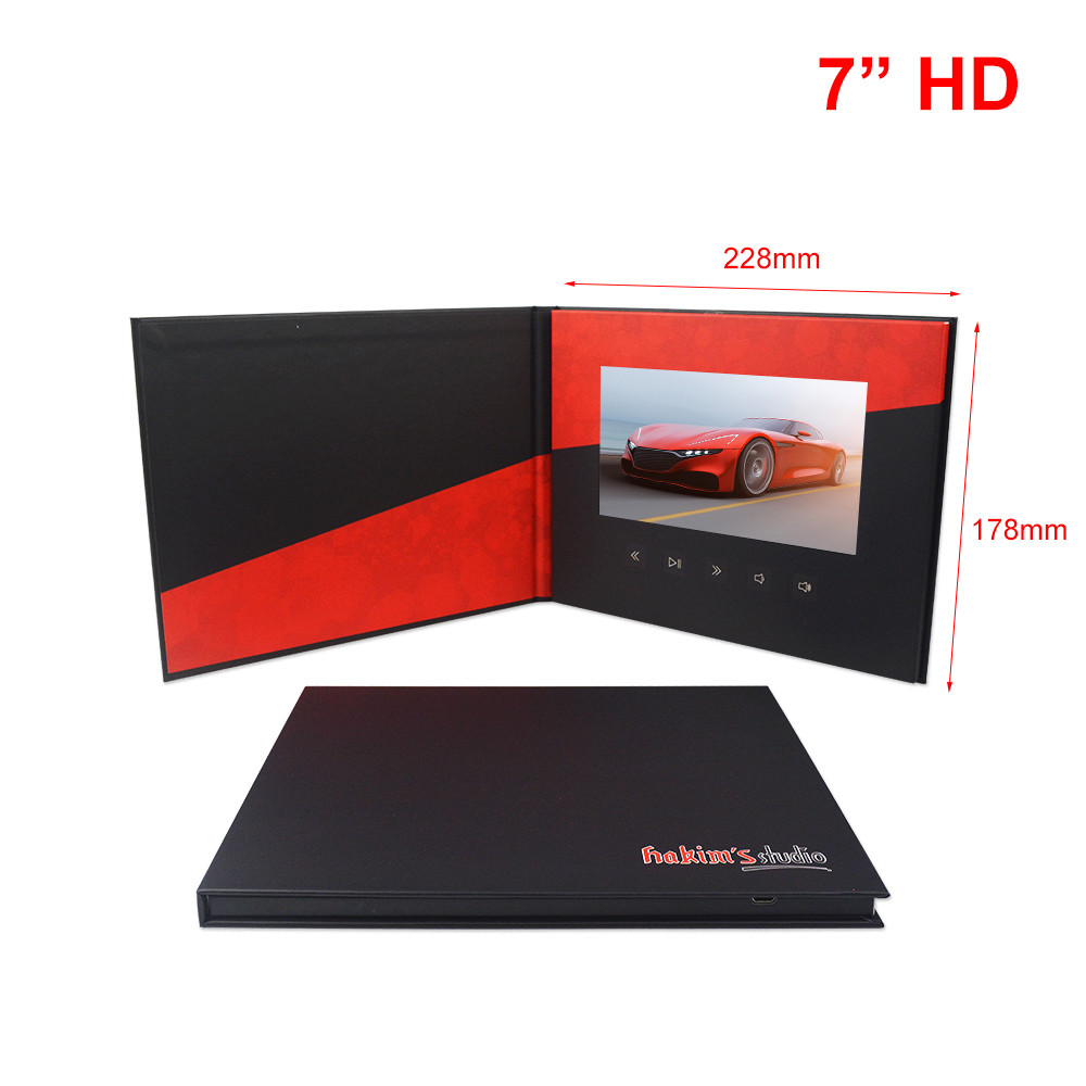 oftcover 7" Hd Hard cover Lcd Screen Video Brochure Advertising Video Cards