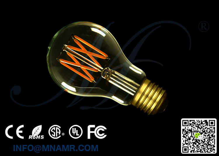 6W A19 LED Edison Bulb for Vintage Wrought Iron Light Loft Style Creative Pendant Lamp