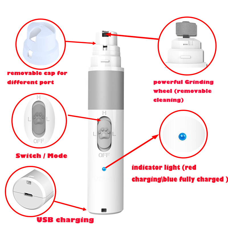 Quiet Automatic Cat Nail Clipper USB Charging Paw Trimmer For Small Animals
