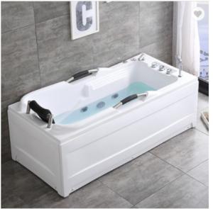 China Modern White 2 Person Freestanding Whirlpool Tub Acrylic With Panel Pillow Massage on sale