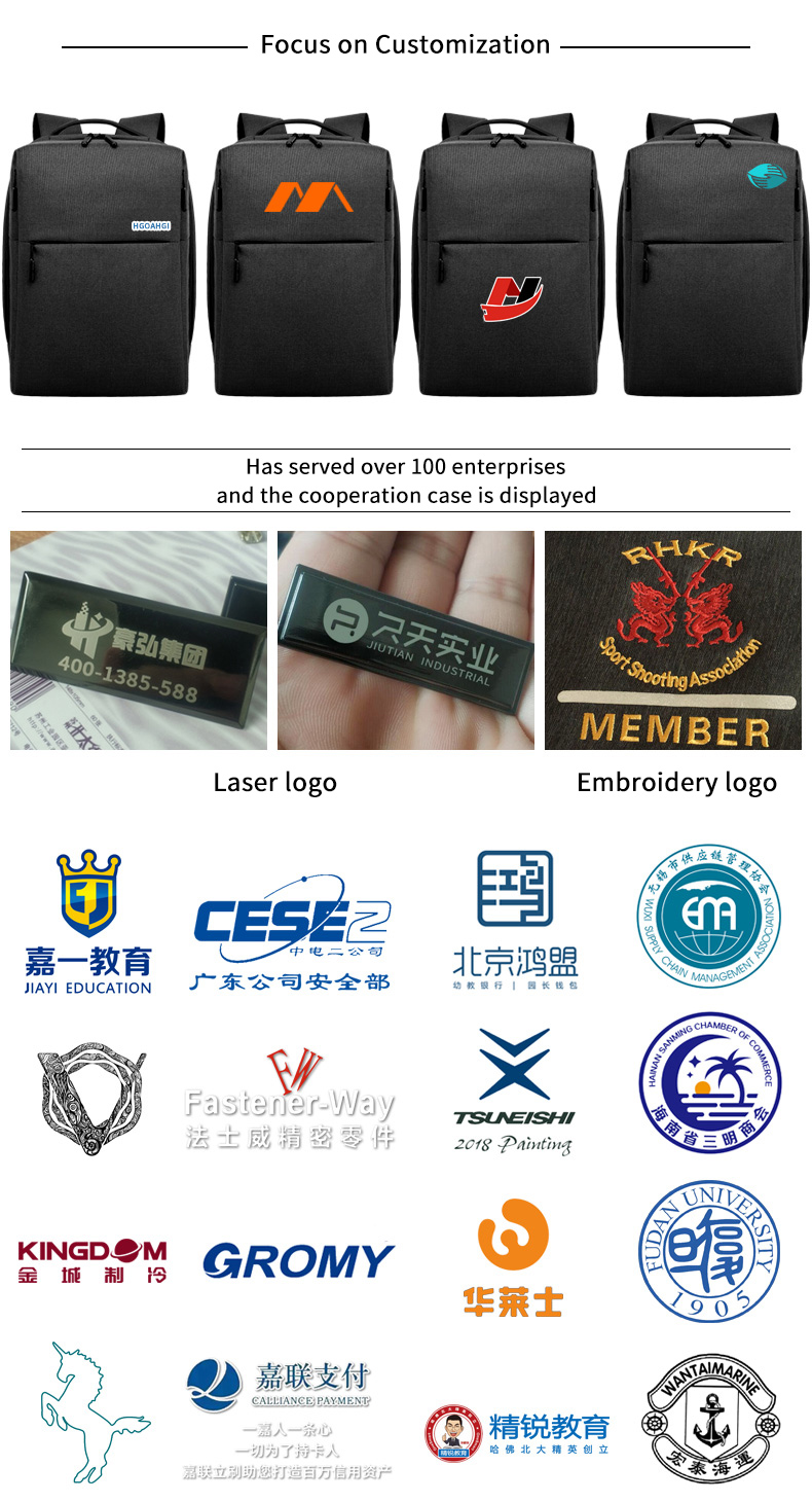 High quality custom logo usb charging men business notebook school waterproof backpack men bagpack laptop backpack
