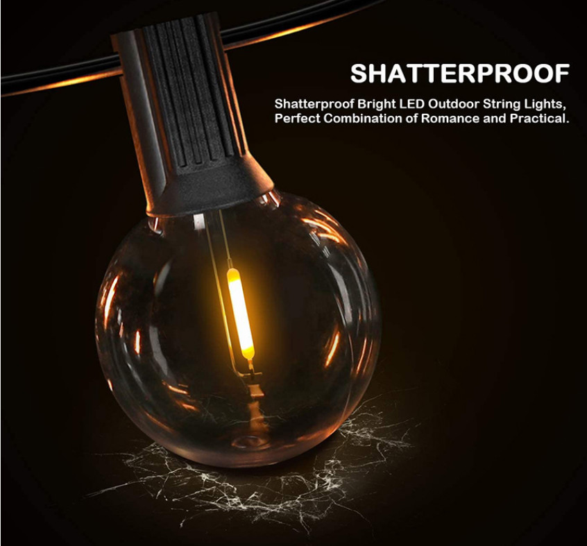 15 Solar Powered Bulb String Lights G40 8.3M 2200K