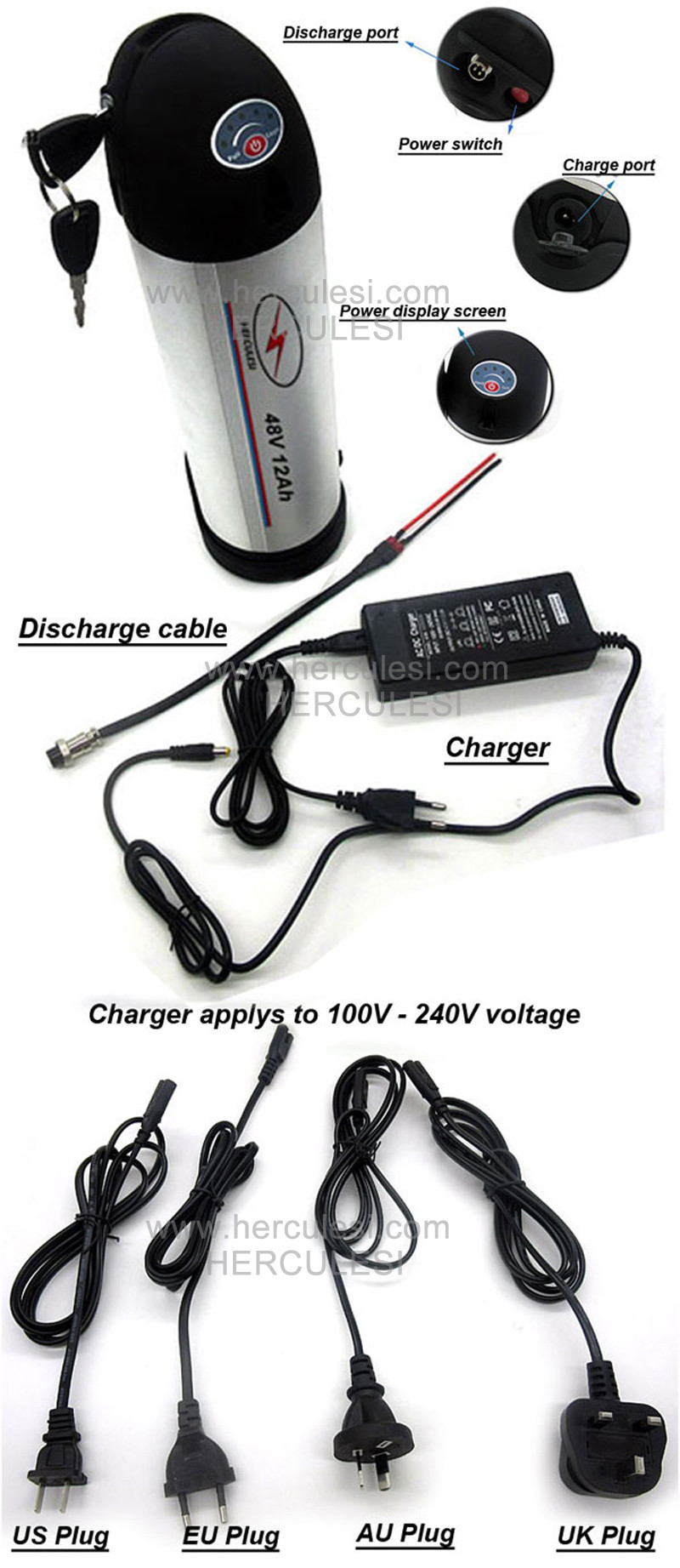Waterproof 36V E Bike 36 Volt Battery , Electric Bike Water Bottle Battery