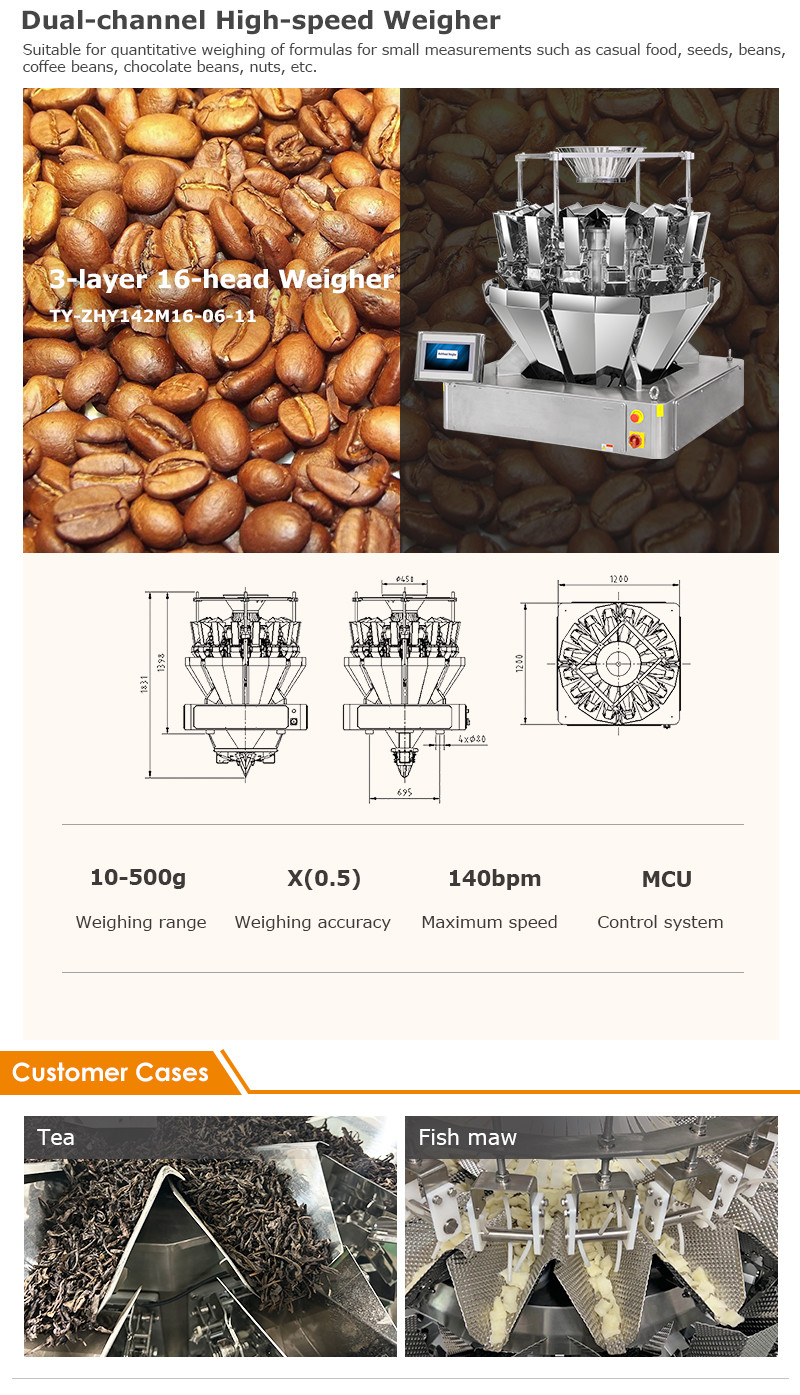 Automatic Dried Vegetables Weighing Digital Scales Multihead 14 Heads Dried Fruits Combination Weigher