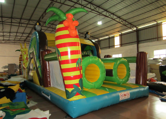 Small Forests Theme Inflatable Obstacle Courses Colourful Digital Printing 10 X 3.8m