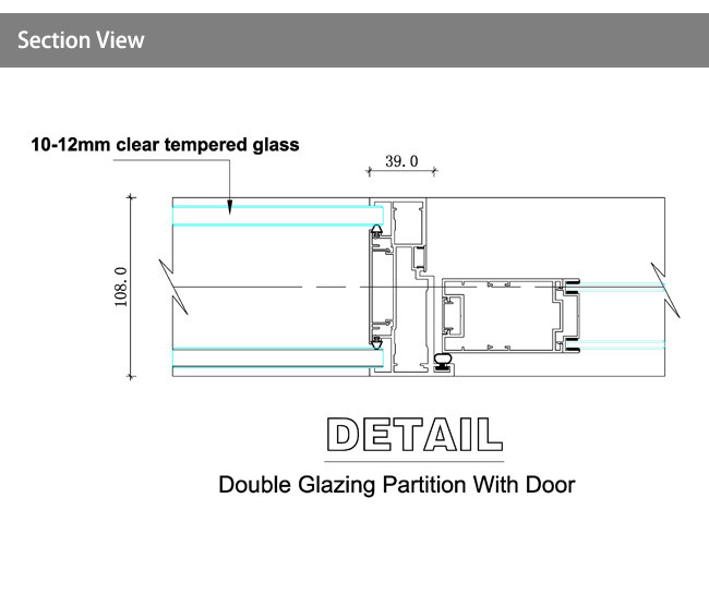 Acoustic Frameless Glass Partition Wall 90mm 108mm Demountable Glass Wall Systems