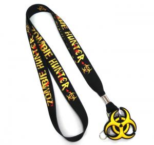 China Custom Print Heat Transfer Polyester Lanyard With PVC Rubber Hanger on sale