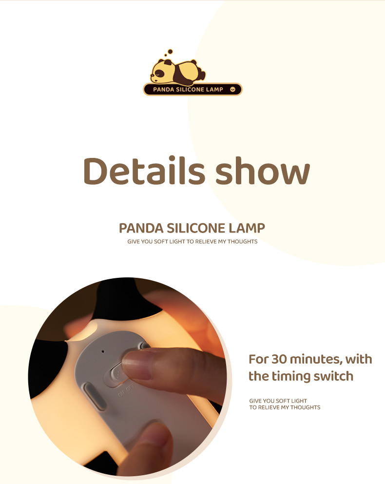 Factory customization silicone night light panda Usb Rechargeable Table Led Lamp Night Light Silicone Night Lights For Kids Room