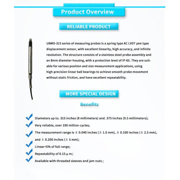 High Sensitivity and Precision Linear Displacement Sensor LVDT for Motion Position