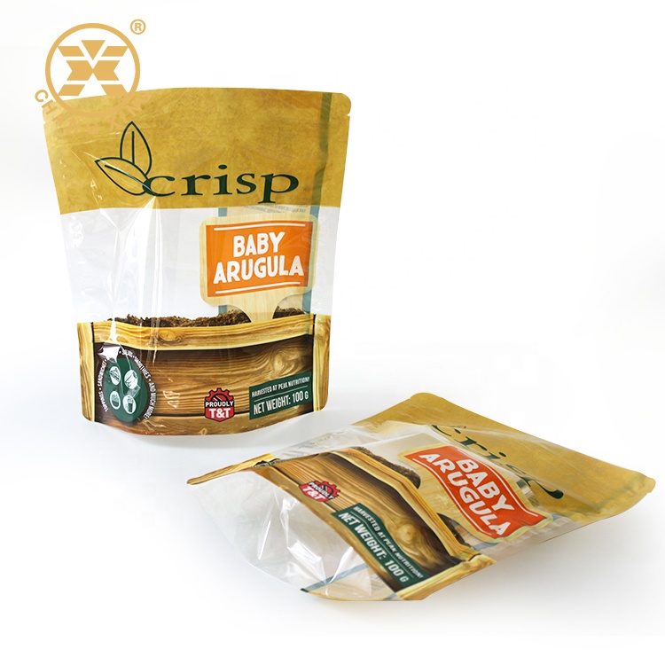 Cassava Leaves Resealable Stand Up Vacuum Pouches Veg Frozen Food Packaging Bags