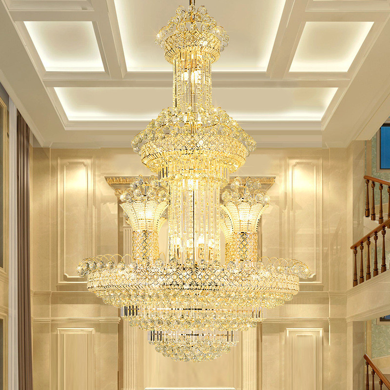 JYLIGHTING Crystal Chandelier Ceiling Hanging Lamps Luxury Chandelier For Staircase Living Room Hotel Villa Mosque Light Crystal Pendant Light