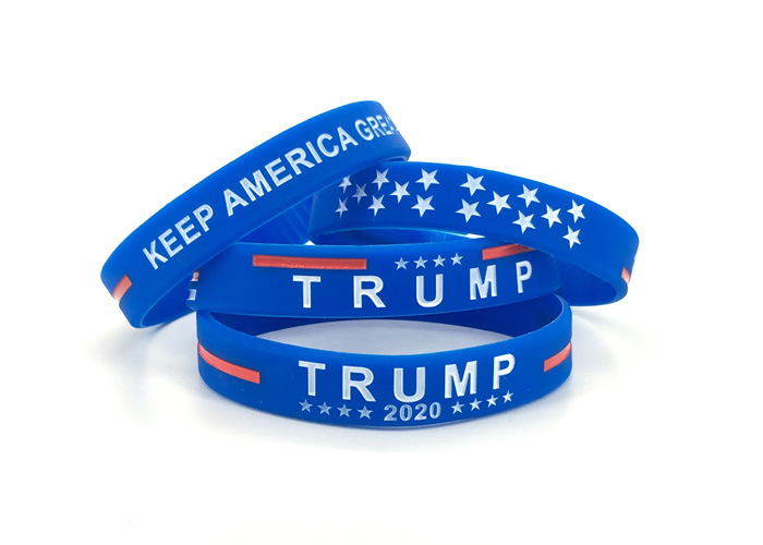 Blue color Silicone bracelet Trump Donald wrist strap custom OEM logo color size wrist